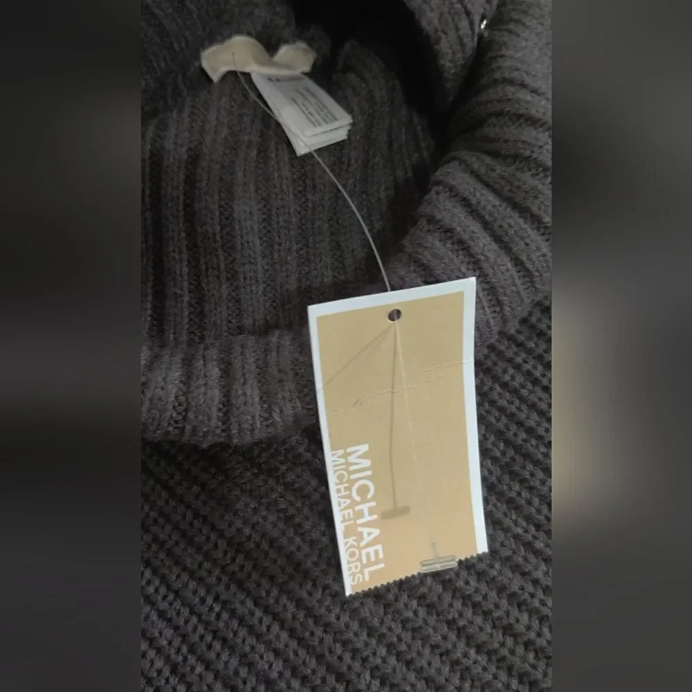 NWT Michael Kors Charcoal Knit Poncho OS